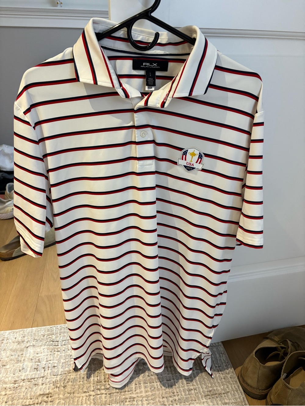 Ralph Lauren RLX White Polo with Red & Black Stripes